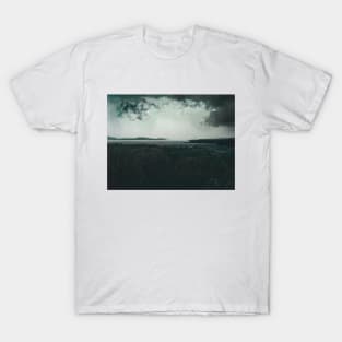 Foggy lake and mountains landscape photography T-Shirt